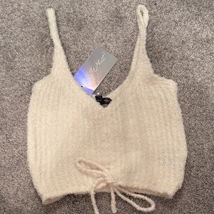 Say What? Fuzzy Cream Crop Top